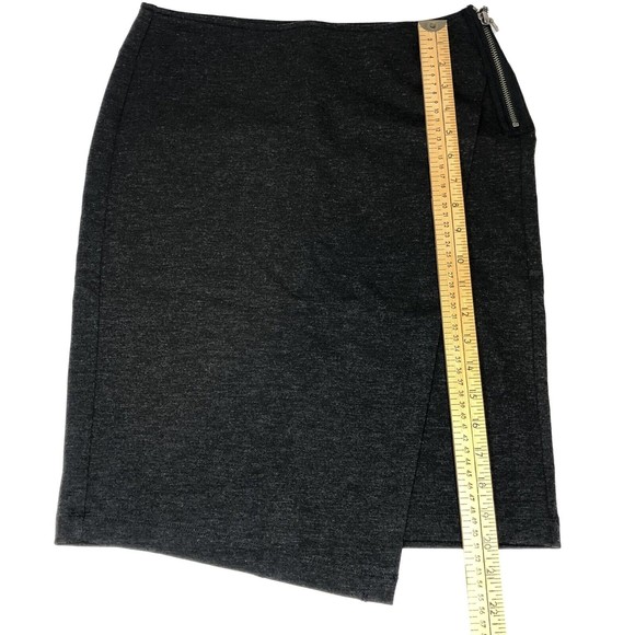 CAbi Size 0 Black Asymmetric Faux Wrap Zipper Stretch Short Pencil Skirt 998 - Picture 8 of 9